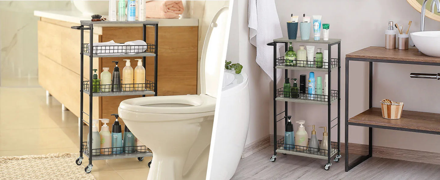 4-Tier Slim Storage Cart with Wheels Mobile Kitchen Organizer Space Saver