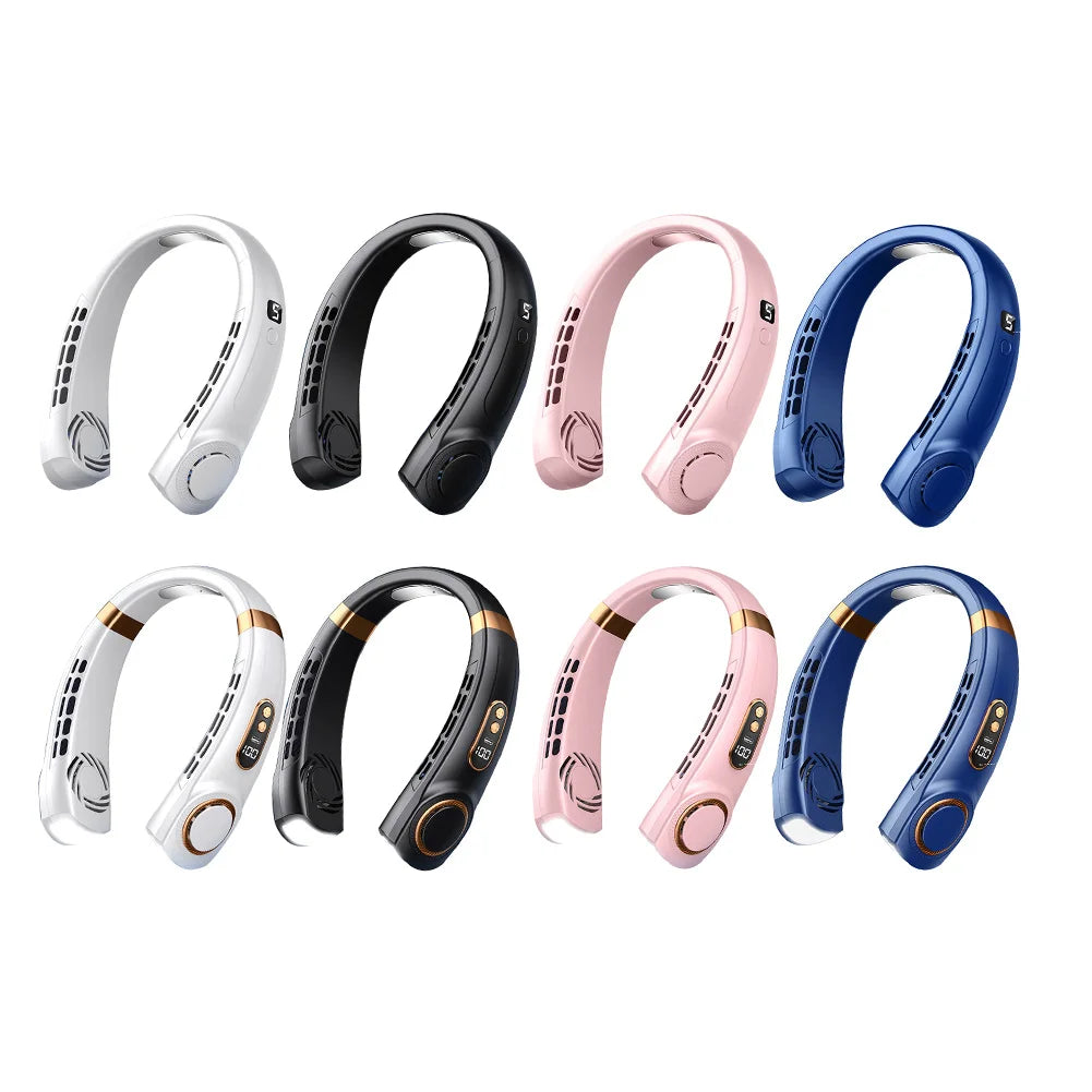 Mute USB Bladeless Neck Fan 5 Speeds Rechargeable Portable Cooling Fan