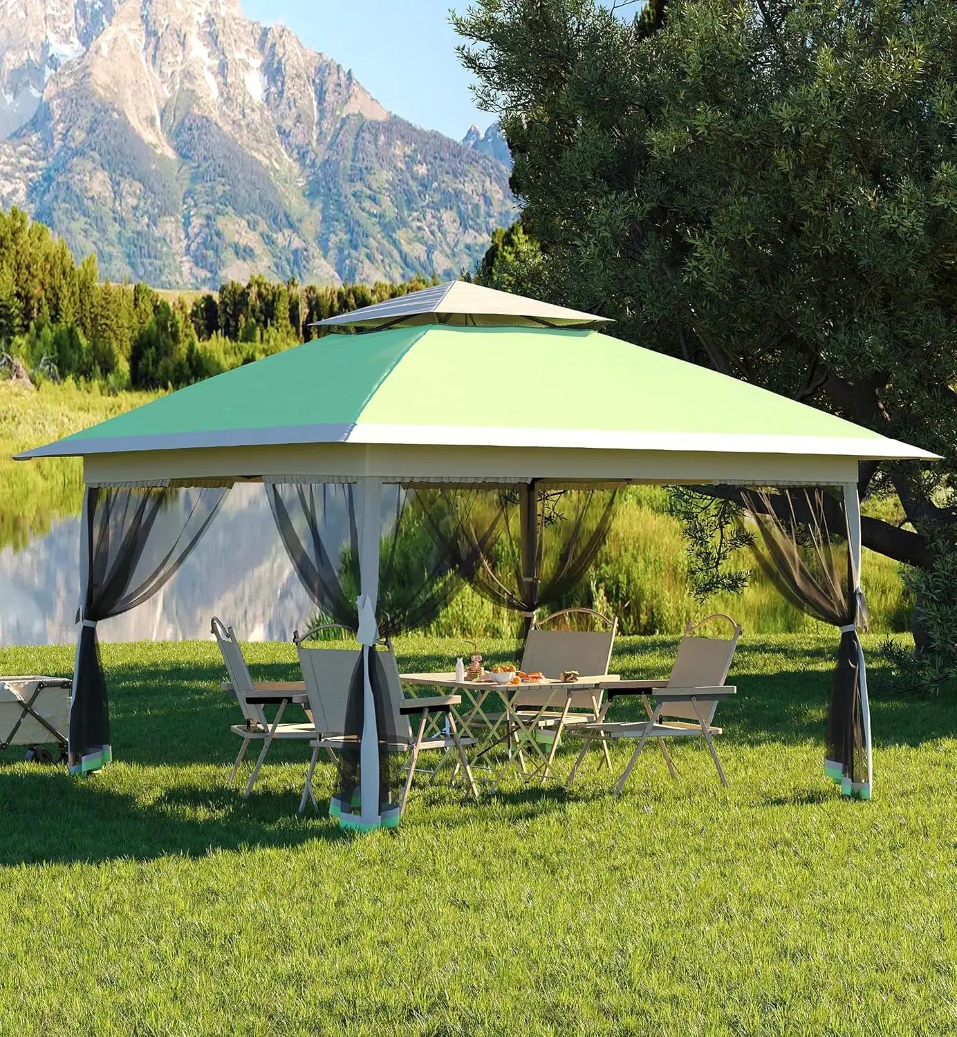 13x13FT Pop Up Gazebo Canopy Tent with Mosquito Netting for Outdoor Events