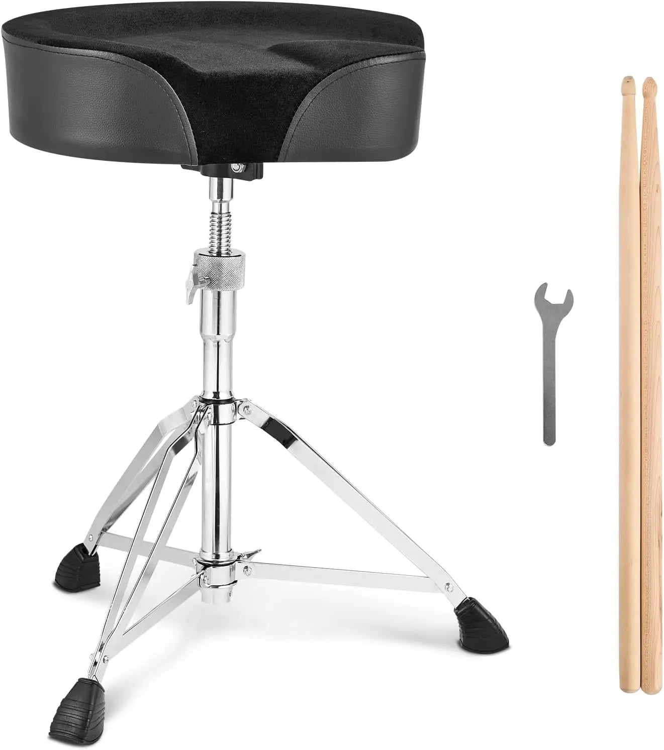 Saddle Drum Throne Height Adjustable Padded Stool Anti-Slip Feet 500lbs