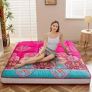 Ljustra Black Moon and Star Futon Mattress Japanese Floor Mattress King