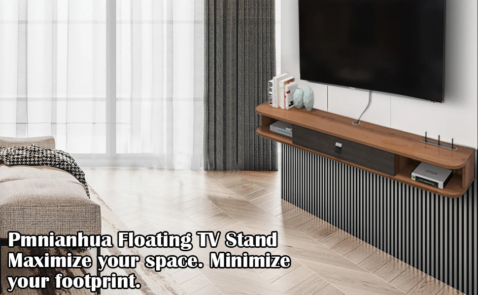 55 Inch Floating TV Stand Wall Mounted Media Console Shelf Living Room