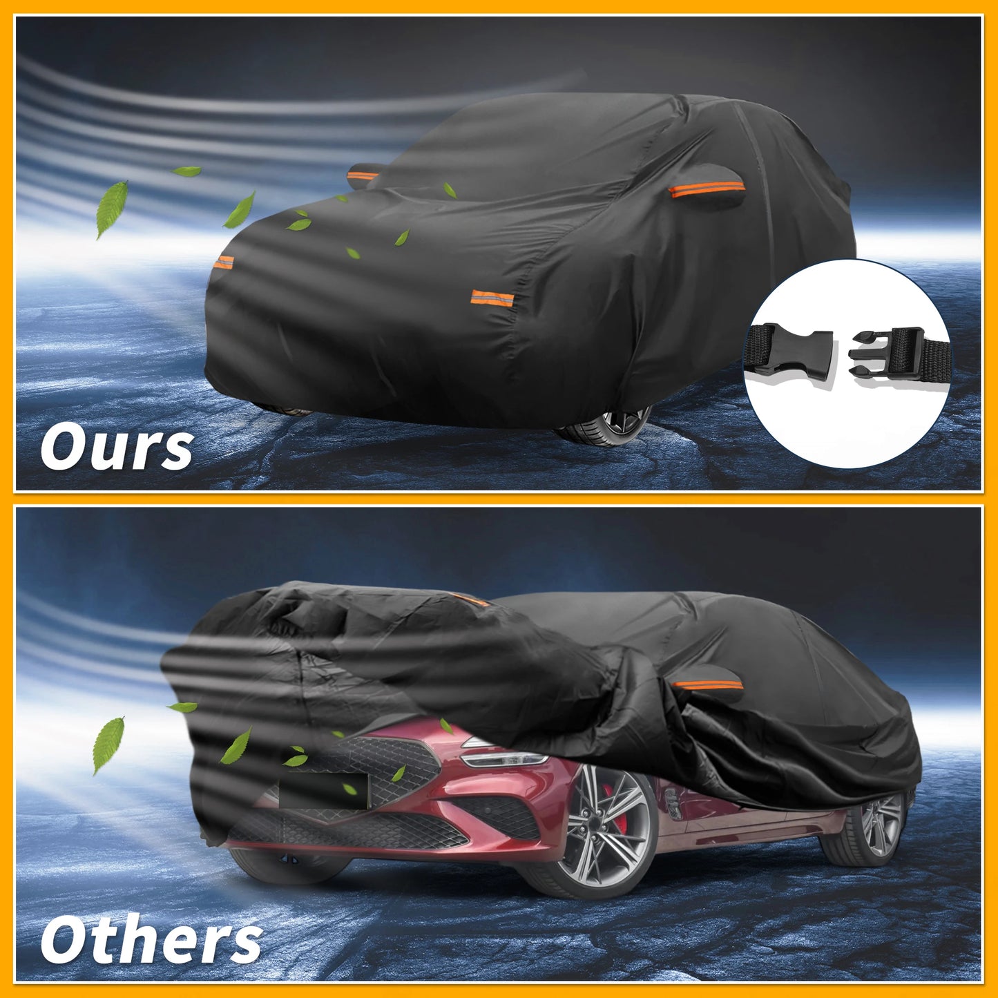 Uxcell All Weather Car Cover for Genesis G70 Sedan with Zipper Black