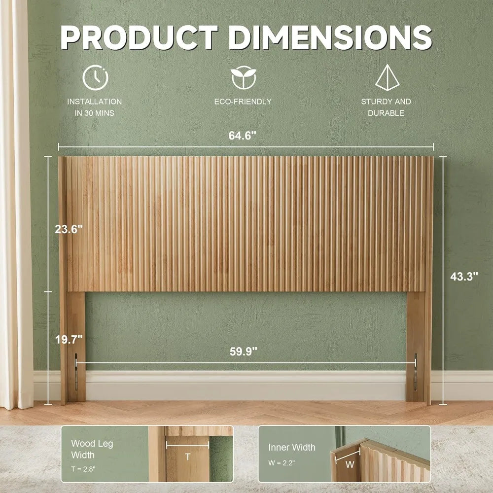 Ljustra Queen Size Wooden Headboard Modern Farmhouse Wall Mounted Design