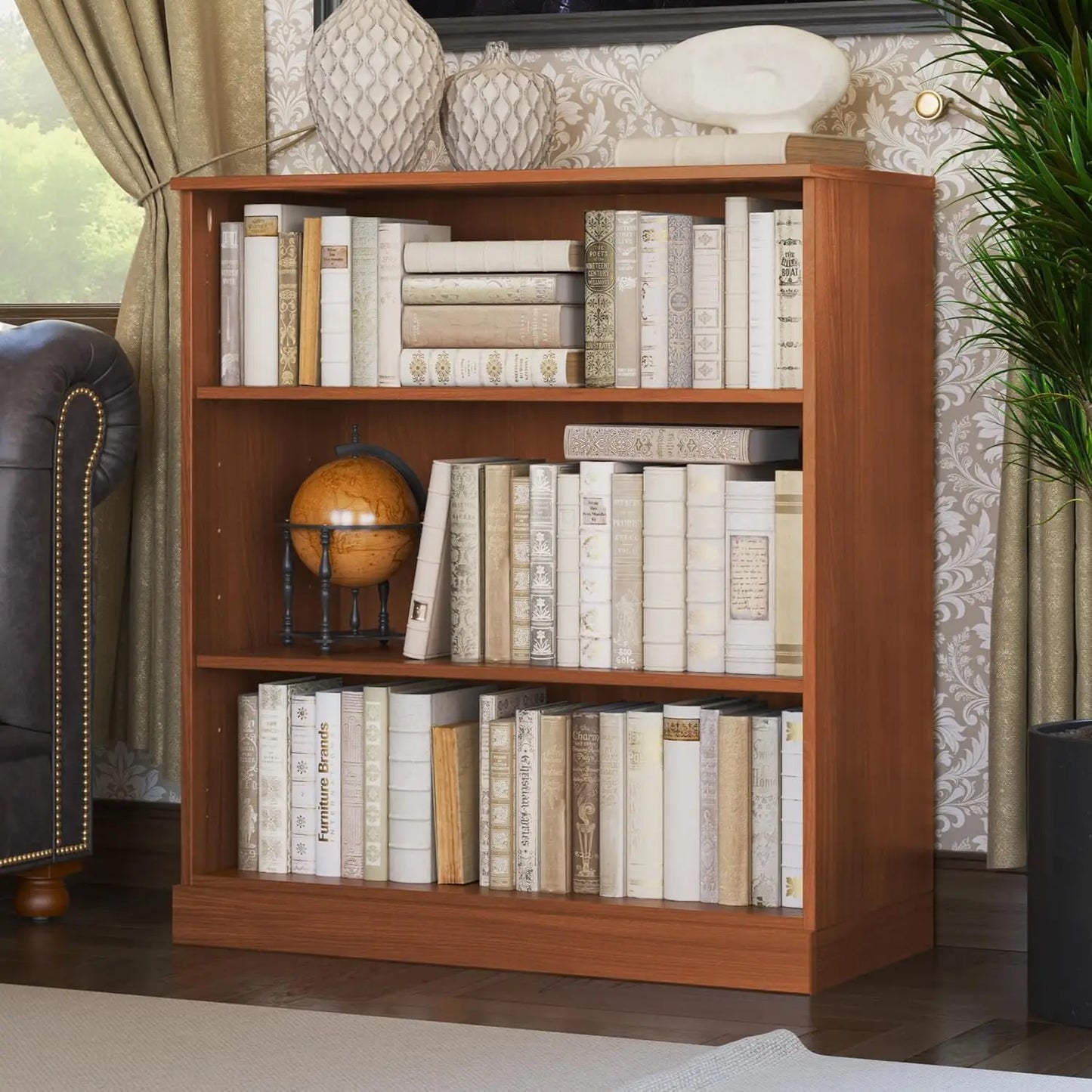 Ljustra Solid Wood Bookcase 3-Tier Short Bookshelf Eco-Friendly Storage