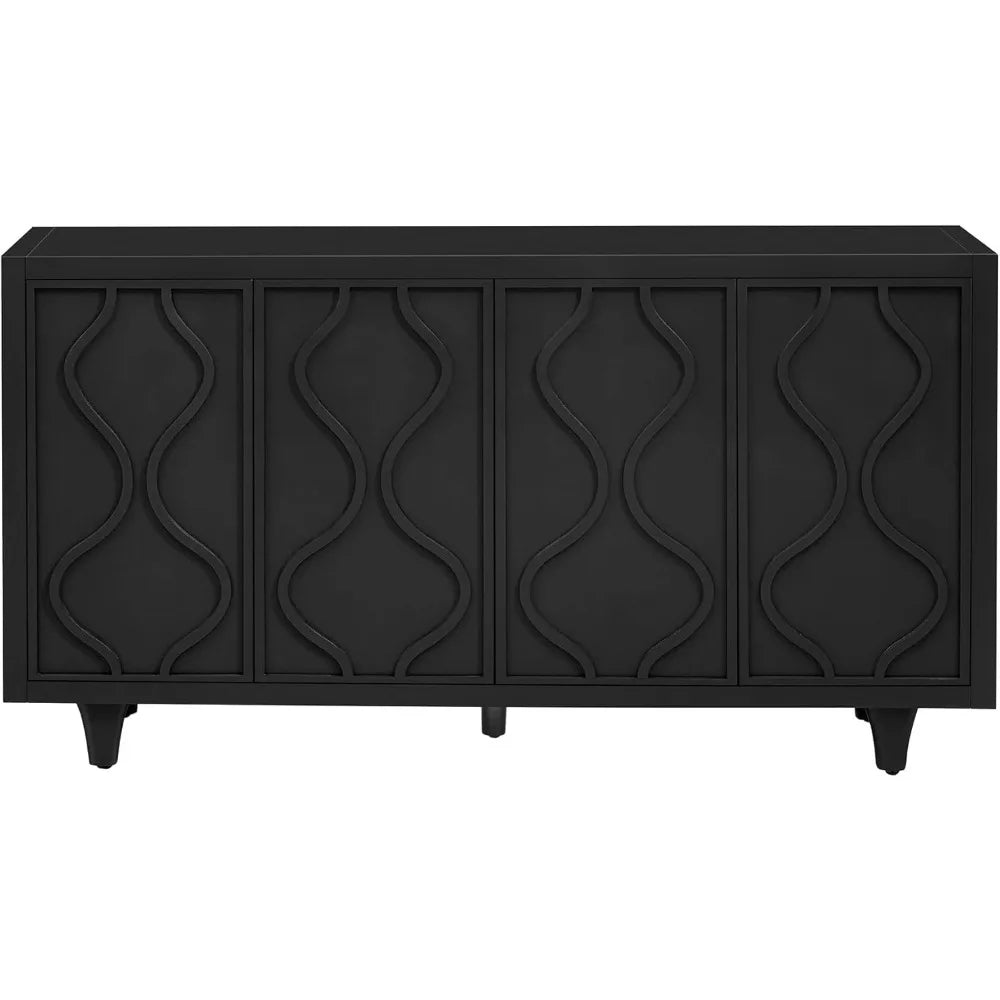 60 Inch Mid Century Modern Sideboard Buffet Storage Cabinet Adjustable Shelves