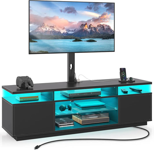 Modern TV Stand with Mount and Power Outlet for 32-70 inch TVs