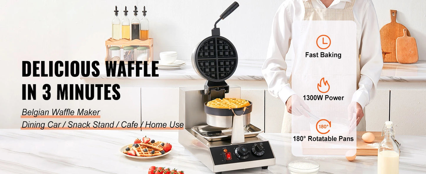 SucceBuy Electric Waffle Maker Non-Stick Stainless Steel Waffle Iron