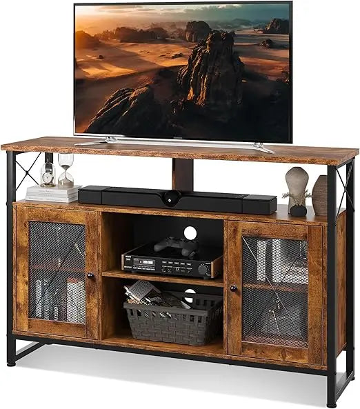 Ljustra Tall TV Stand 55 Inch Rustic Storage Console for Living Room