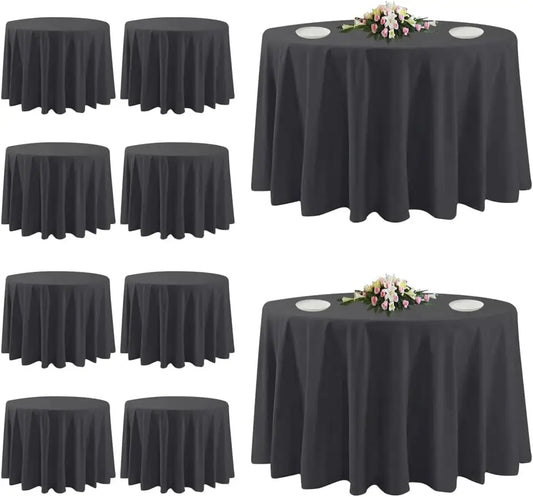 10 Pack 120 Inch Round Tablecloths Stain Resistant Washable Polyester