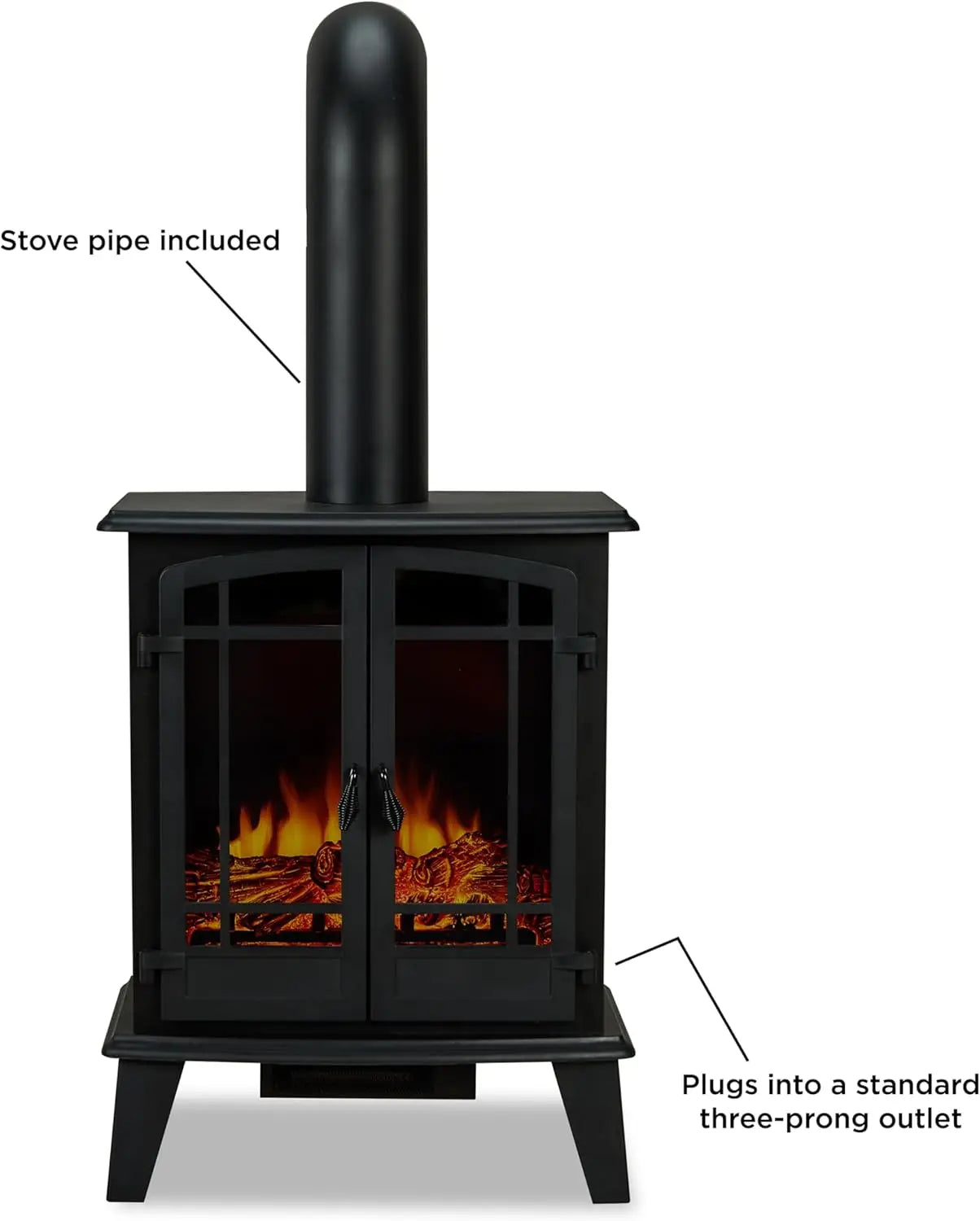 Foster 25" Electric Fireplace Indoor Heater Realistic Flame Effect Adjustable