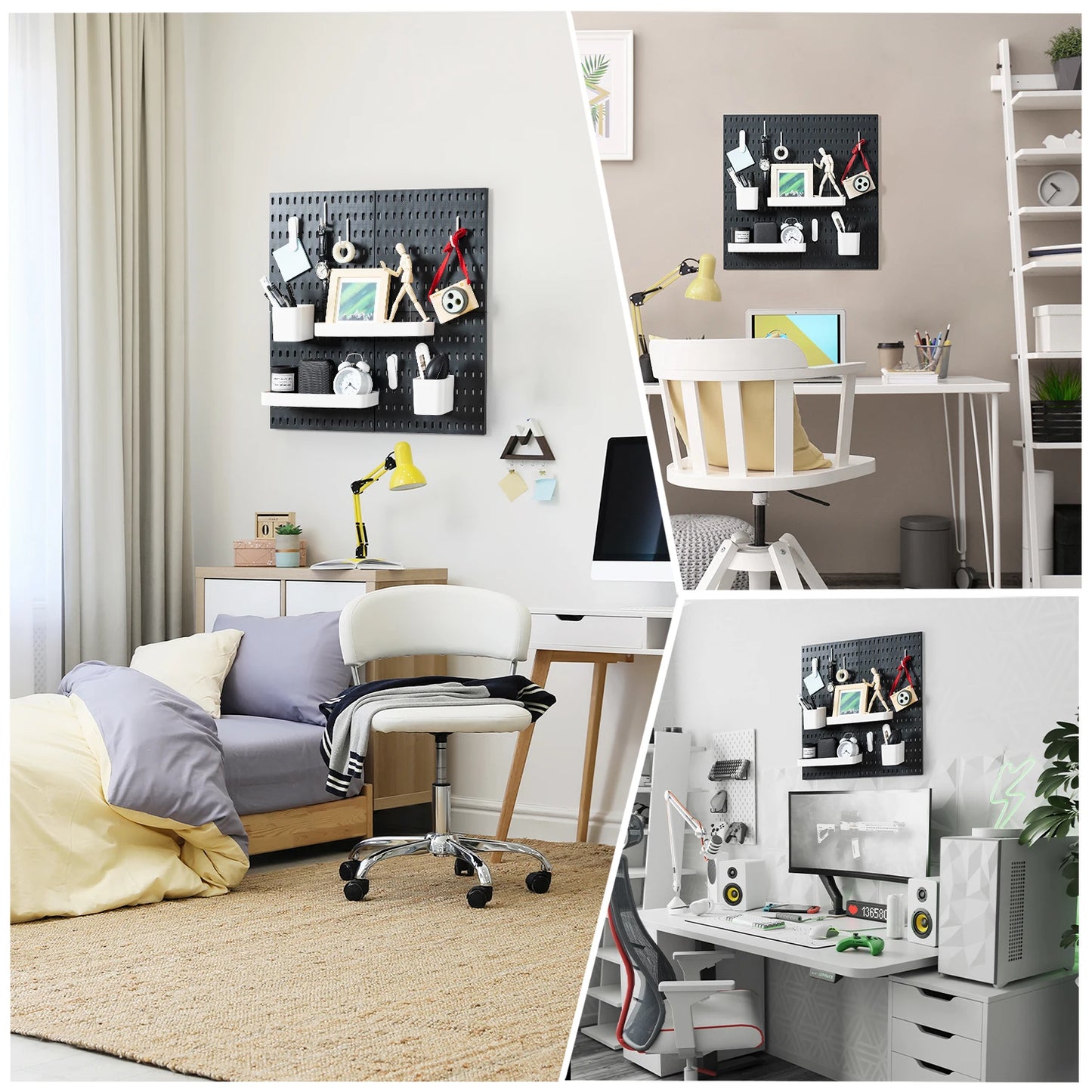 Deli 4pcs 22x22 Wall Organizer Kit with 17 Accessories for Storage