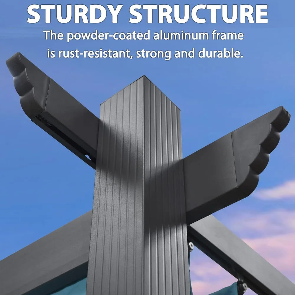 Outdoor Retractable Pergola 9.5' x 13' Aluminum Canopy Patio Shelter