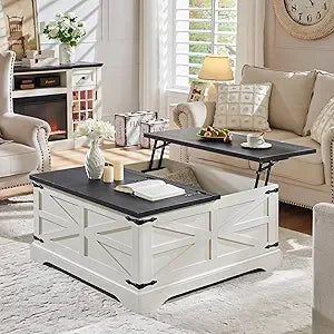 Farmhouse Lift Top Coffee Table with Hidden Storage Rustic Design