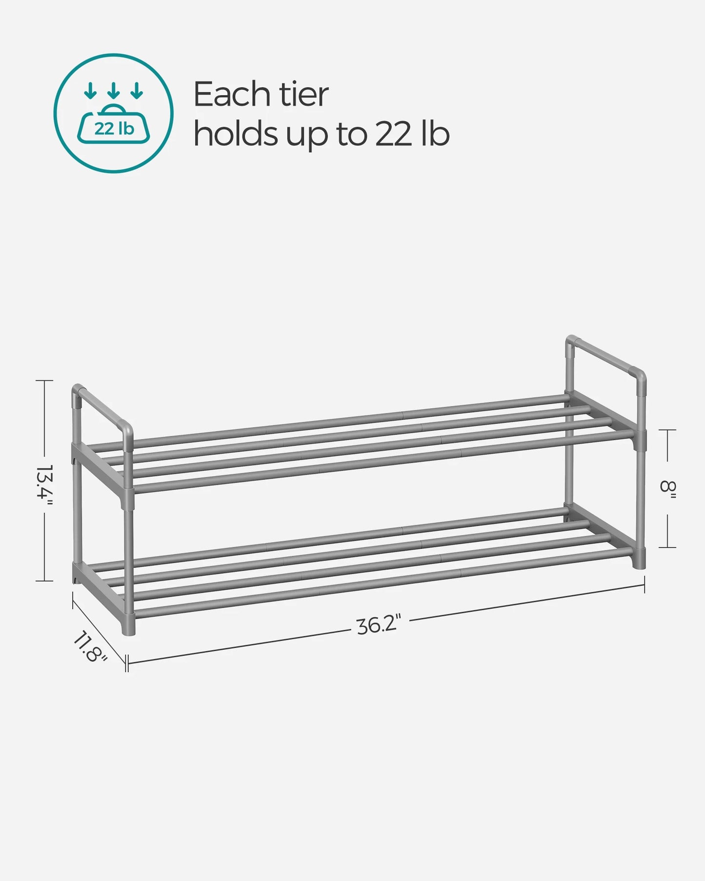 Ljustra 2-Tier Shoe Rack Organizer Metal Storage Shelf for 10 Pairs