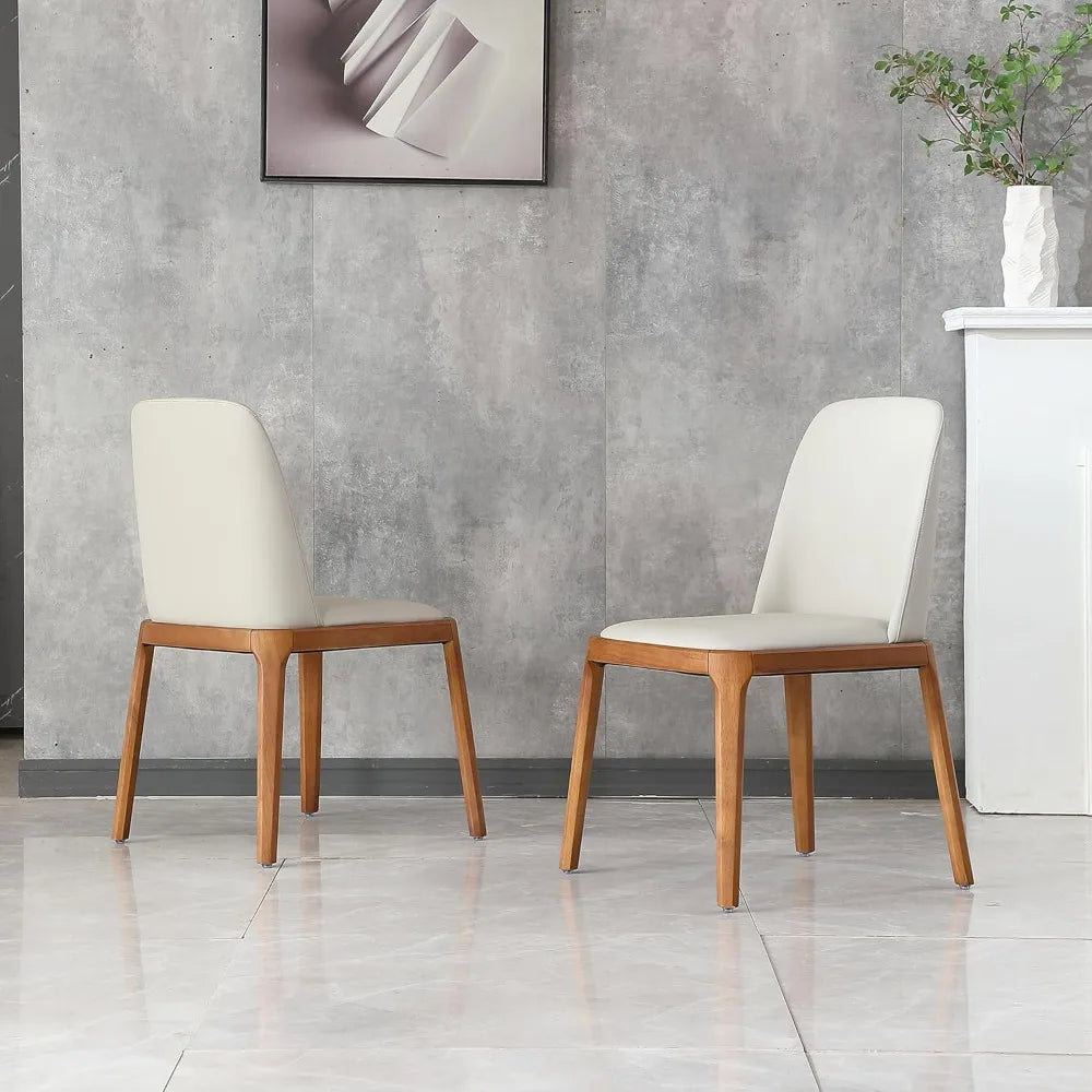 Modern Dining Chairs Set of 2 Upholstered Leisure Chairs Wood Legs