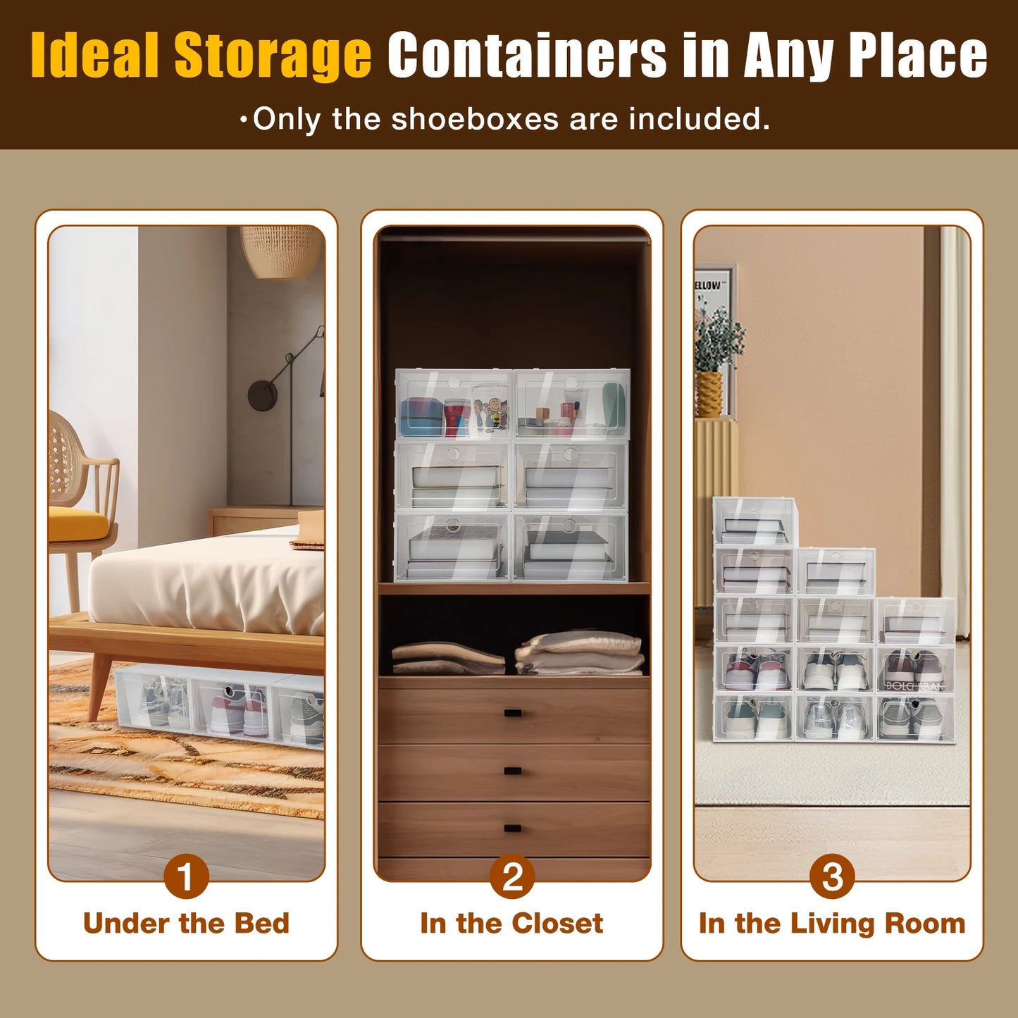 24 Pcs Stackable Transparent Shoe Box Dustproof Storage Organizer