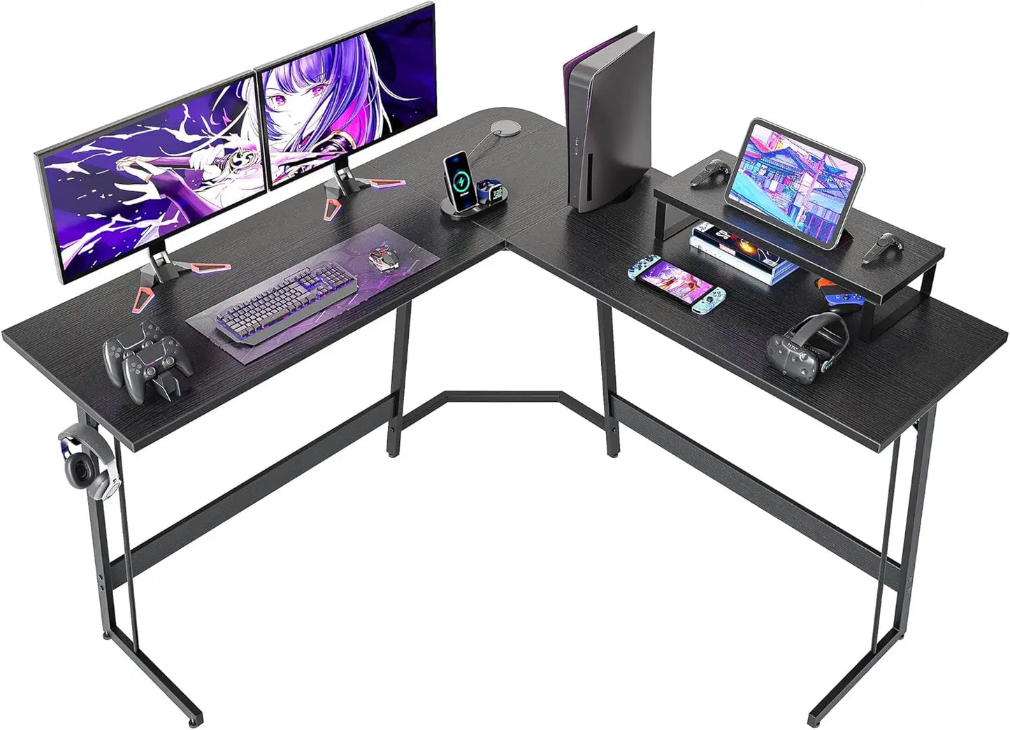 L Shaped Gaming Desk 47 Inch Computer Desk with Monitor Stand PC Gaming