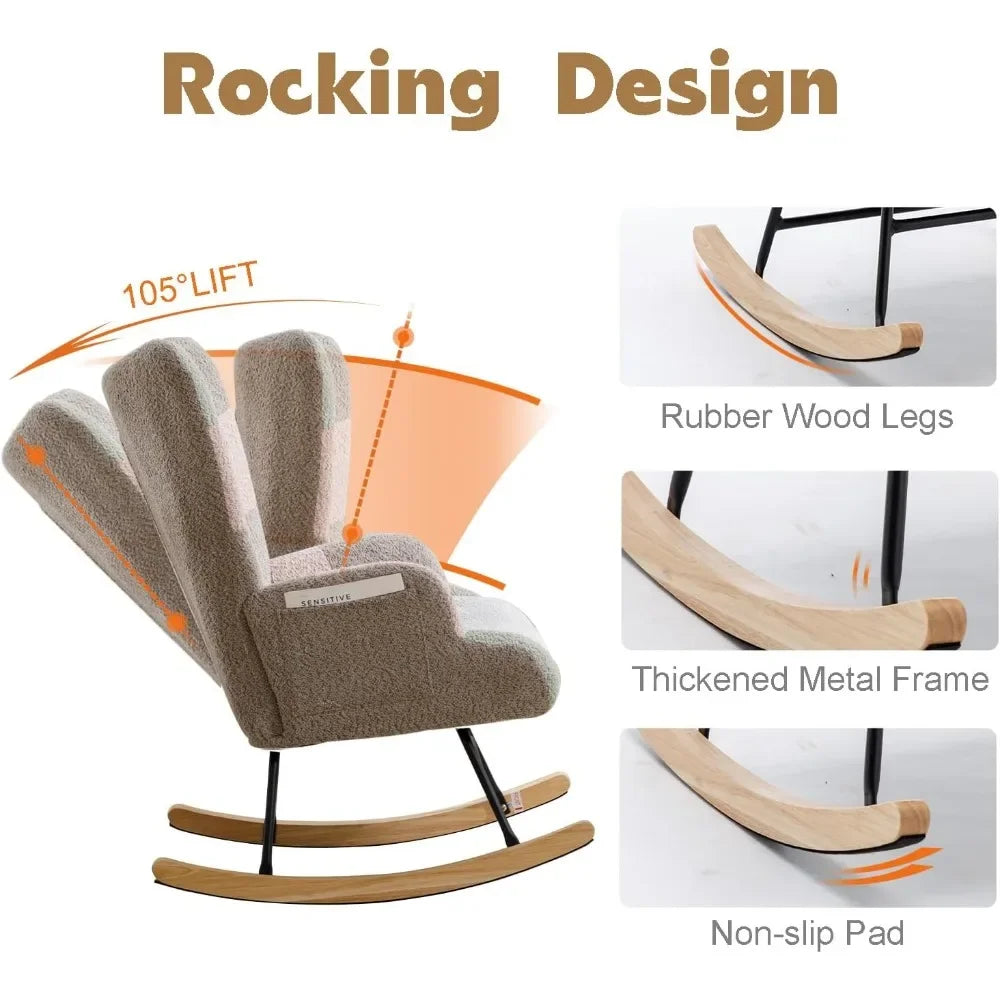 Ljustra Nursery Rocking Chair Teddy Upholstered Glider Accent Chair