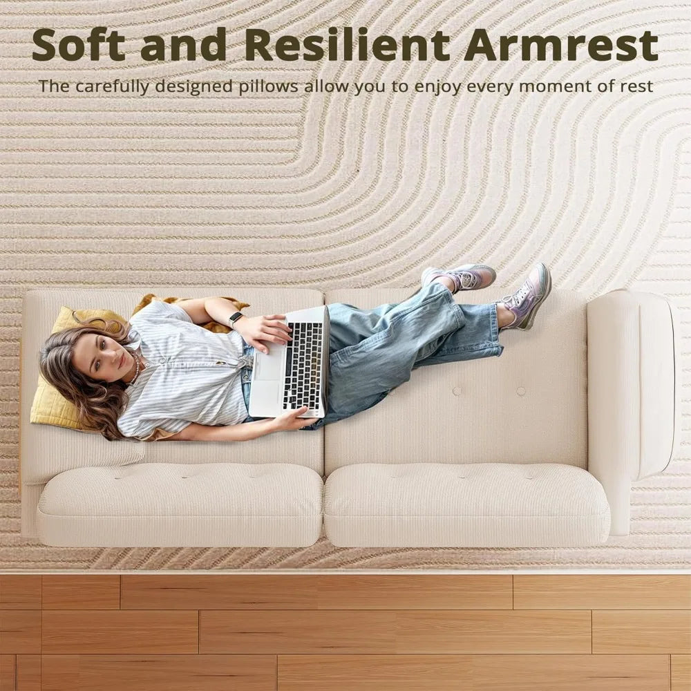 Ljustra Comfy Oversized Loveseat Sofa with Pillow Top Arms Storage Pockets