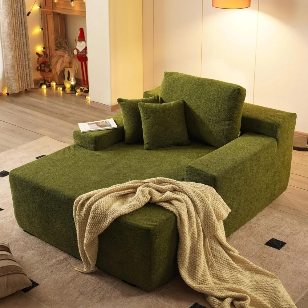 Oversized Chaise Lounge Chair Indoor Sleeper Couch Faux Fur Reading Chair