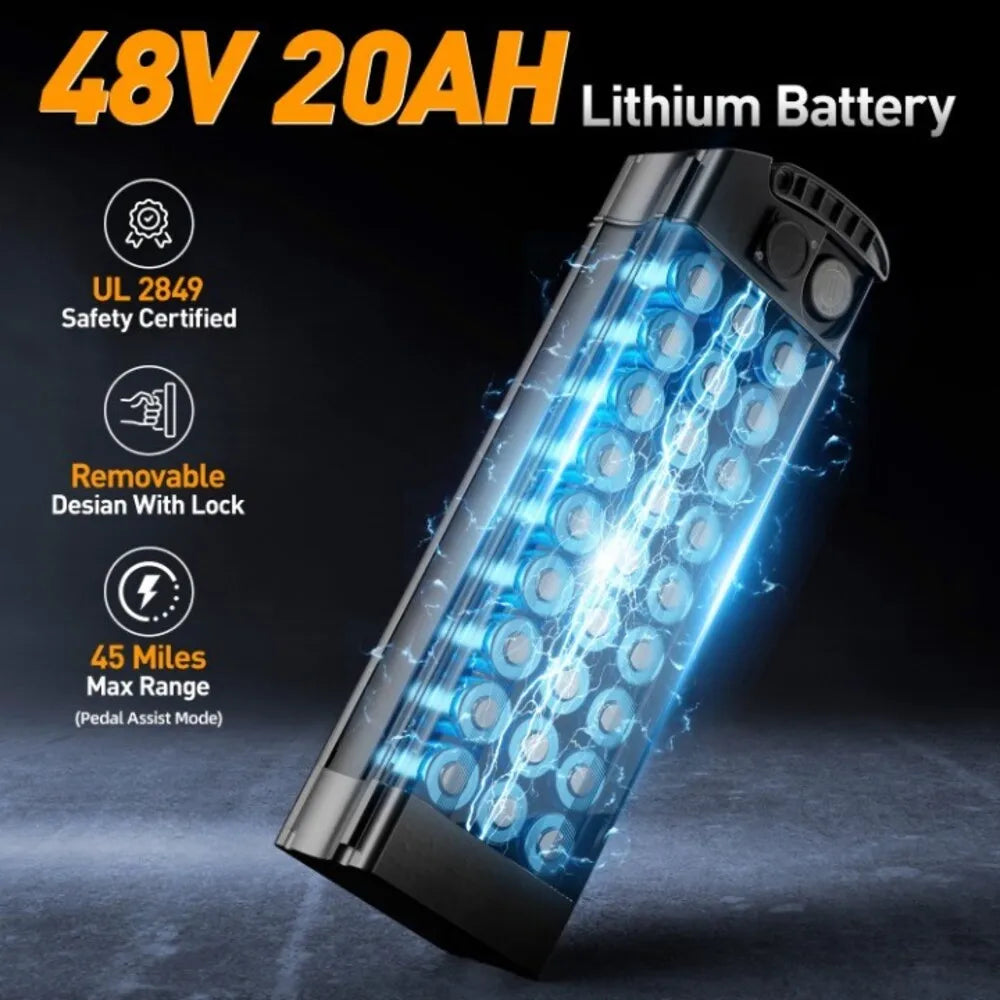 500W 48V Folding Electric Bike 19 MPH High-Power Commuter Adult Bike