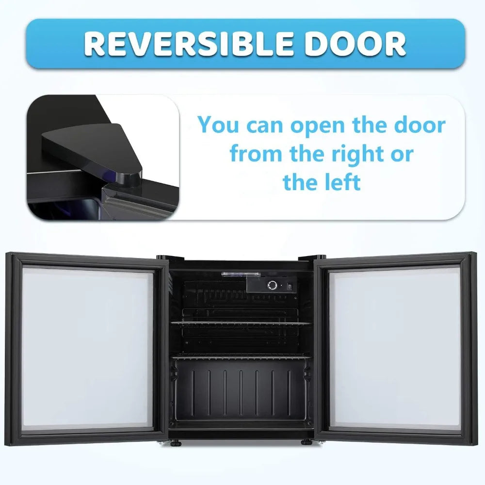 Mini Fridge Cooler 60 Can Beverage Refrigerator Glass Door for Home Use
