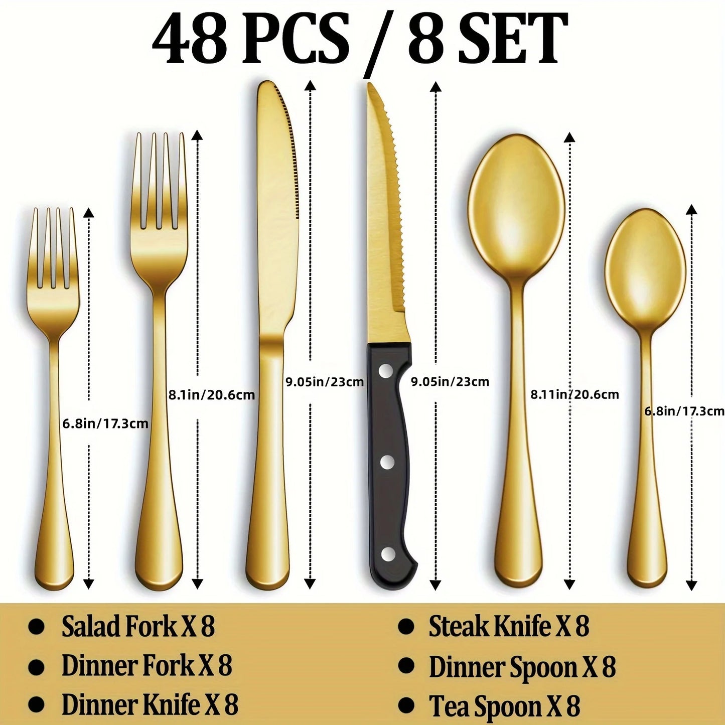 Stainless Steel Western Steak Set 48 Pieces Flatware Kitchen Tableware