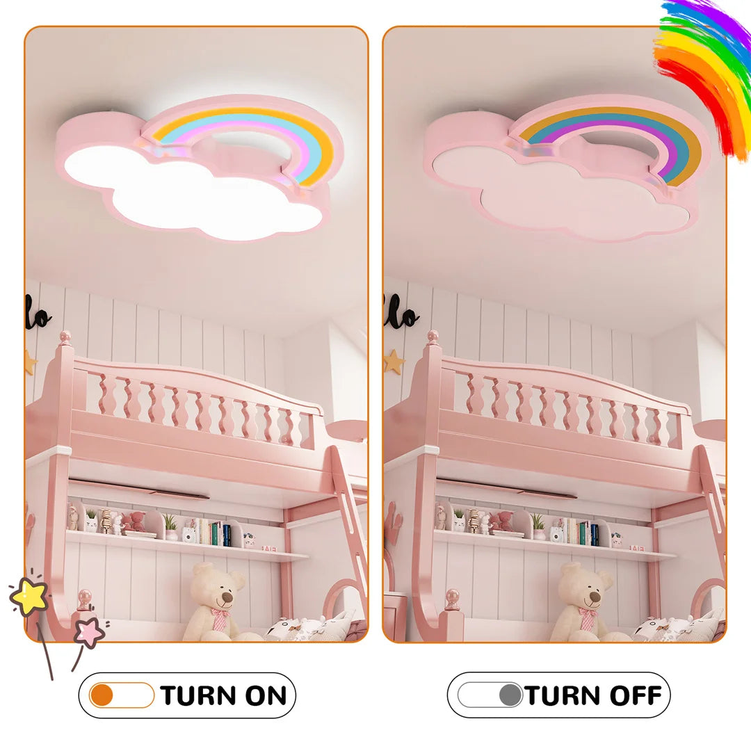 Kids Bedroom Ceiling Light Cloud Rainbow Ceiling Lamp Dimmable Fixture