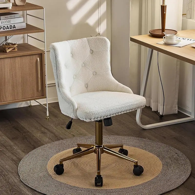 Mauve Purple Armless Home Office Desk Chair with Gold Base and Wheels