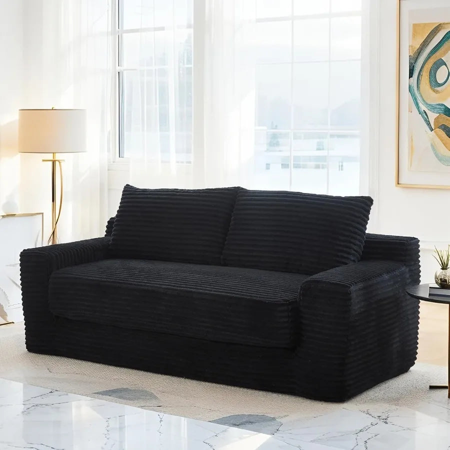 Loveseat Sofa Bed Convertible Couch Compact Corduroy Memory Foam