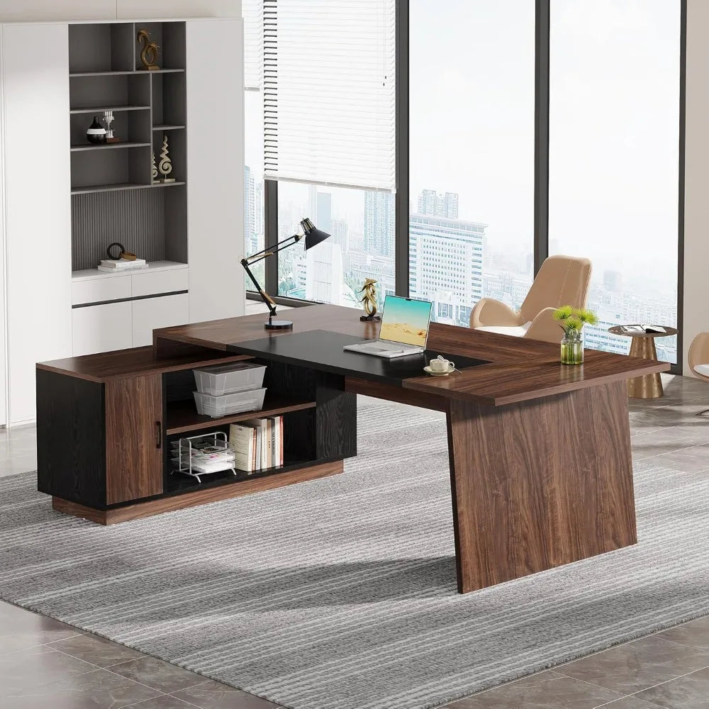 L-Shaped Executive Office Desk 70.5 Inch Modern Computer Desk with Storage