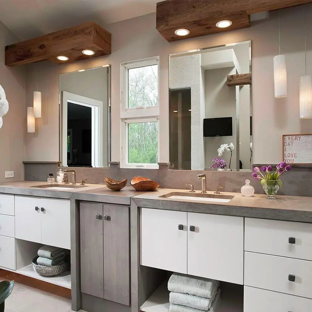 Rectangle Frameless Wall Mirror Beveled Edge Entry Bathroom Decor