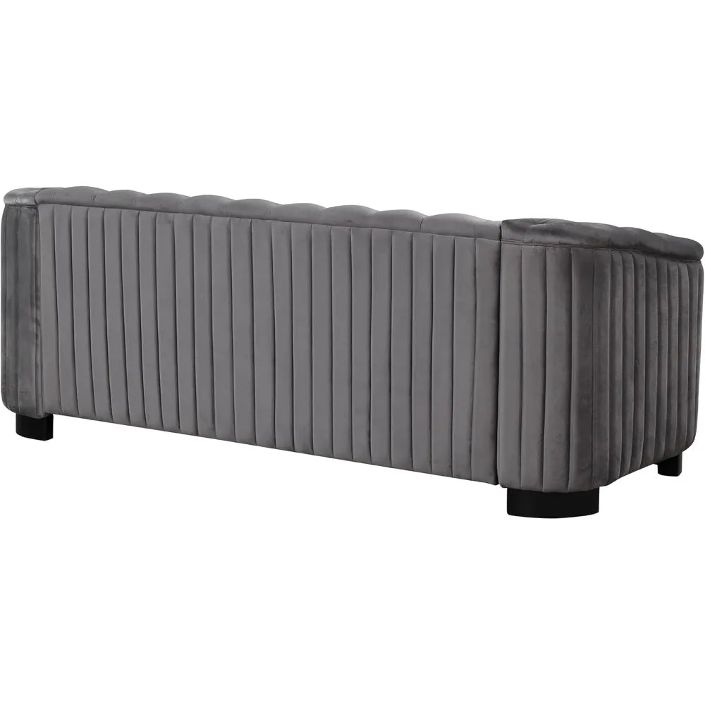 Ljustra 82'' Velvet Chesterfield Sofa Modern Mid-Century 3-Seat Couch