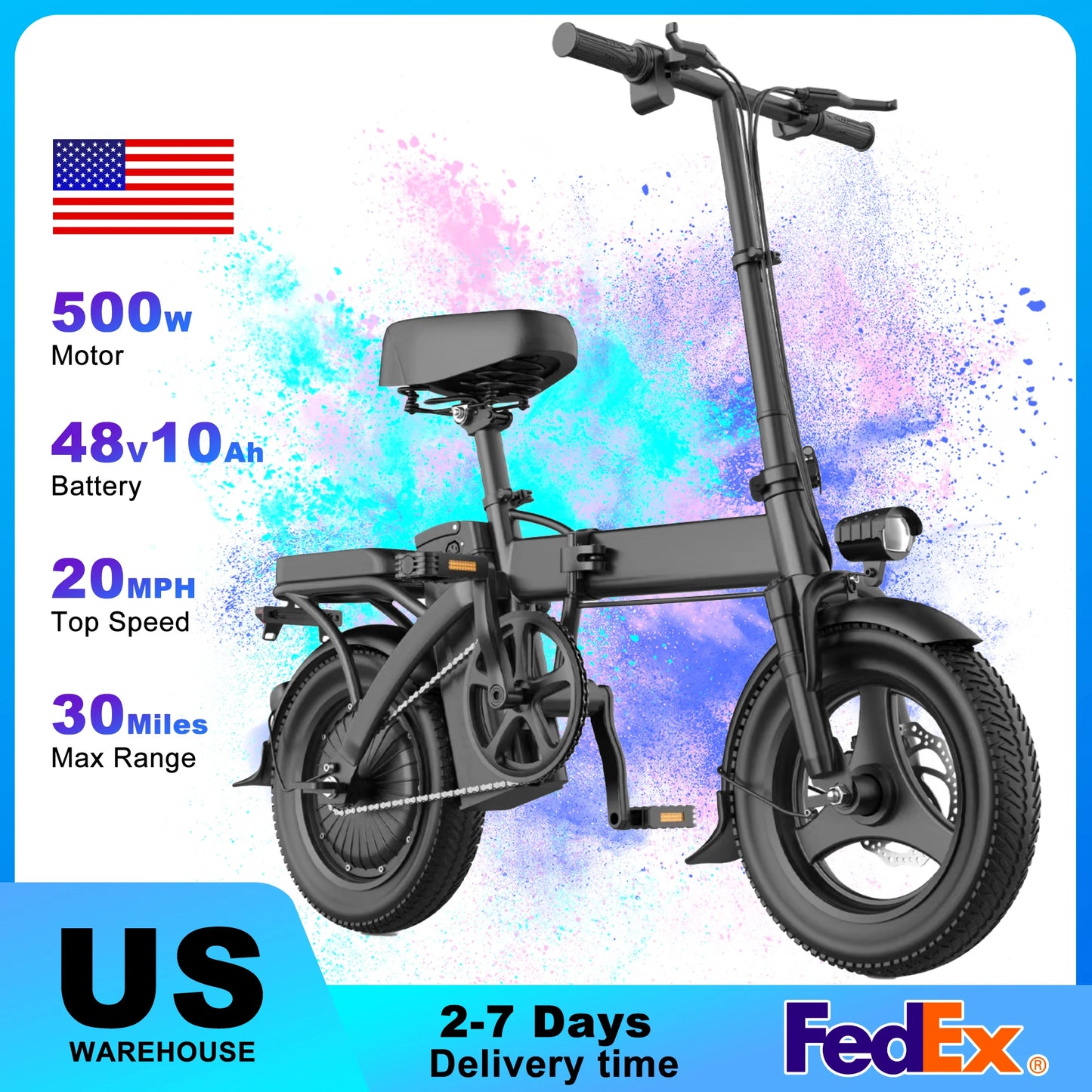 Ljustra Peak 750W Electric Bike Folding 20MPH Removable Battery Commute
