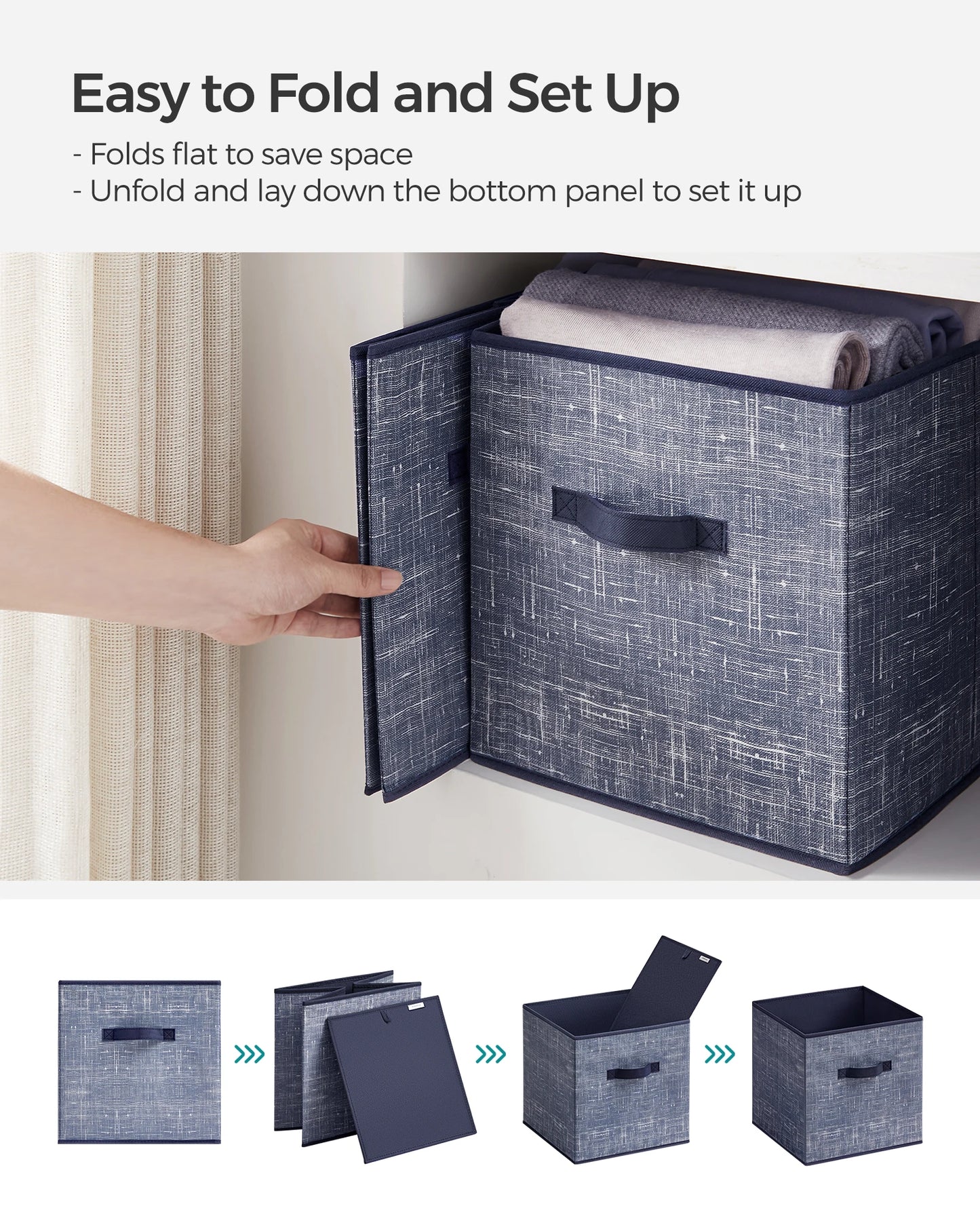 Ljustra Storage Cubes Set of 6 Foldable Non-Woven Fabric Bins Organizers