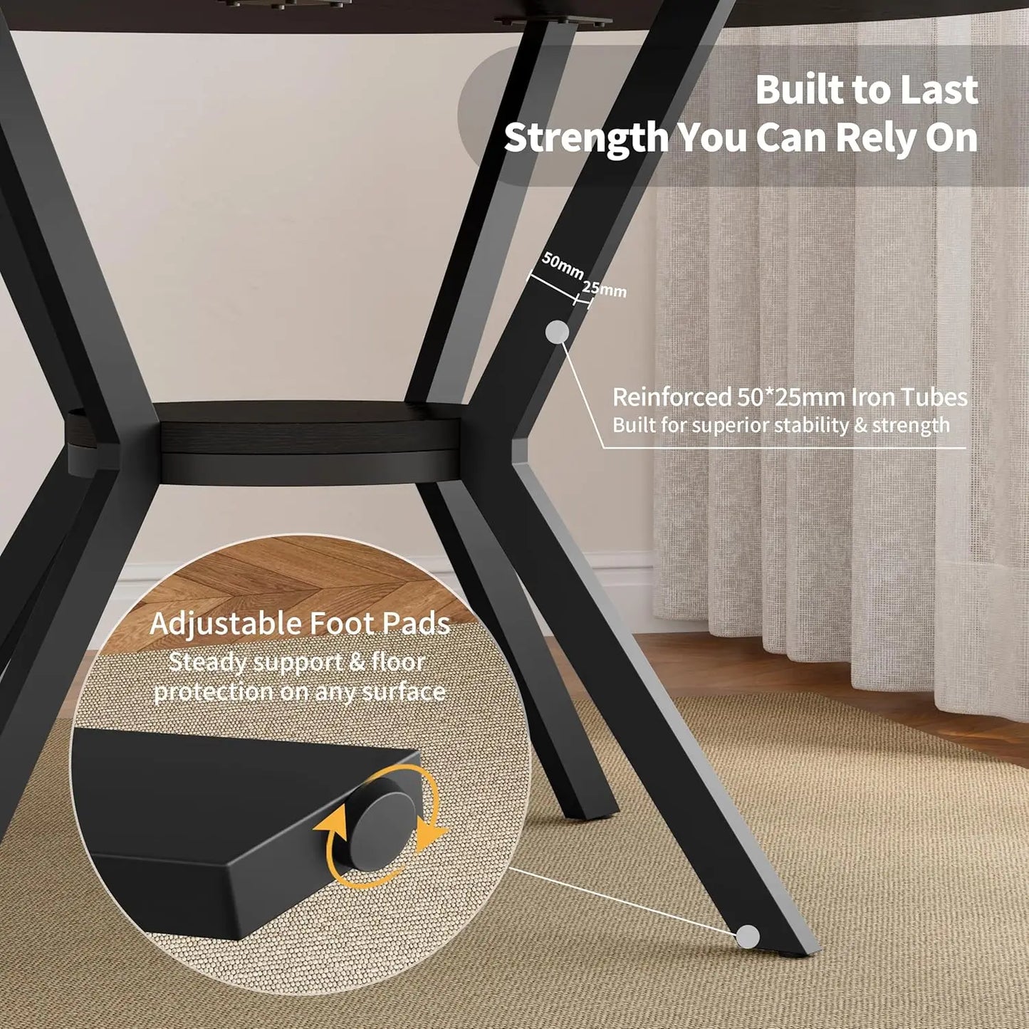 Round Kitchen Dining Table for 4 with Storage Rustic Mid Century Modern