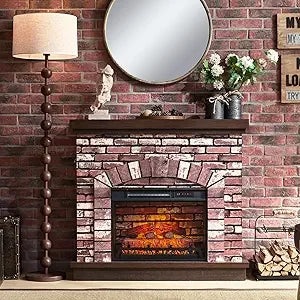 42 Inch Electric Fireplace Mantel TV Stand Farmhouse Heater Remote Control