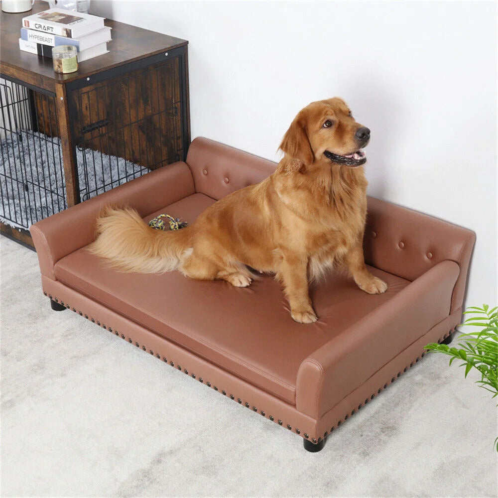 Large Elevated Dog Sofa Waterproof Pet Bed with Removable Cushion