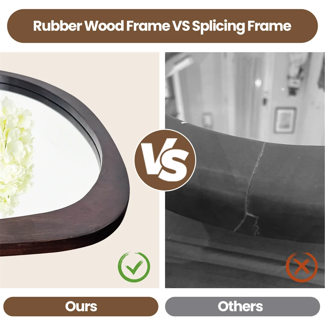 Modern Decorative Wall Mirror Black Walnut Wood Frame Hanging Decor