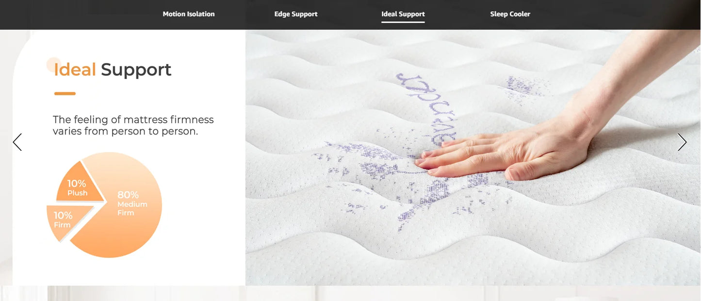 Ljustra 10 Inch Medium Firm Hybrid Mattress Bed in a Box Memory Foam