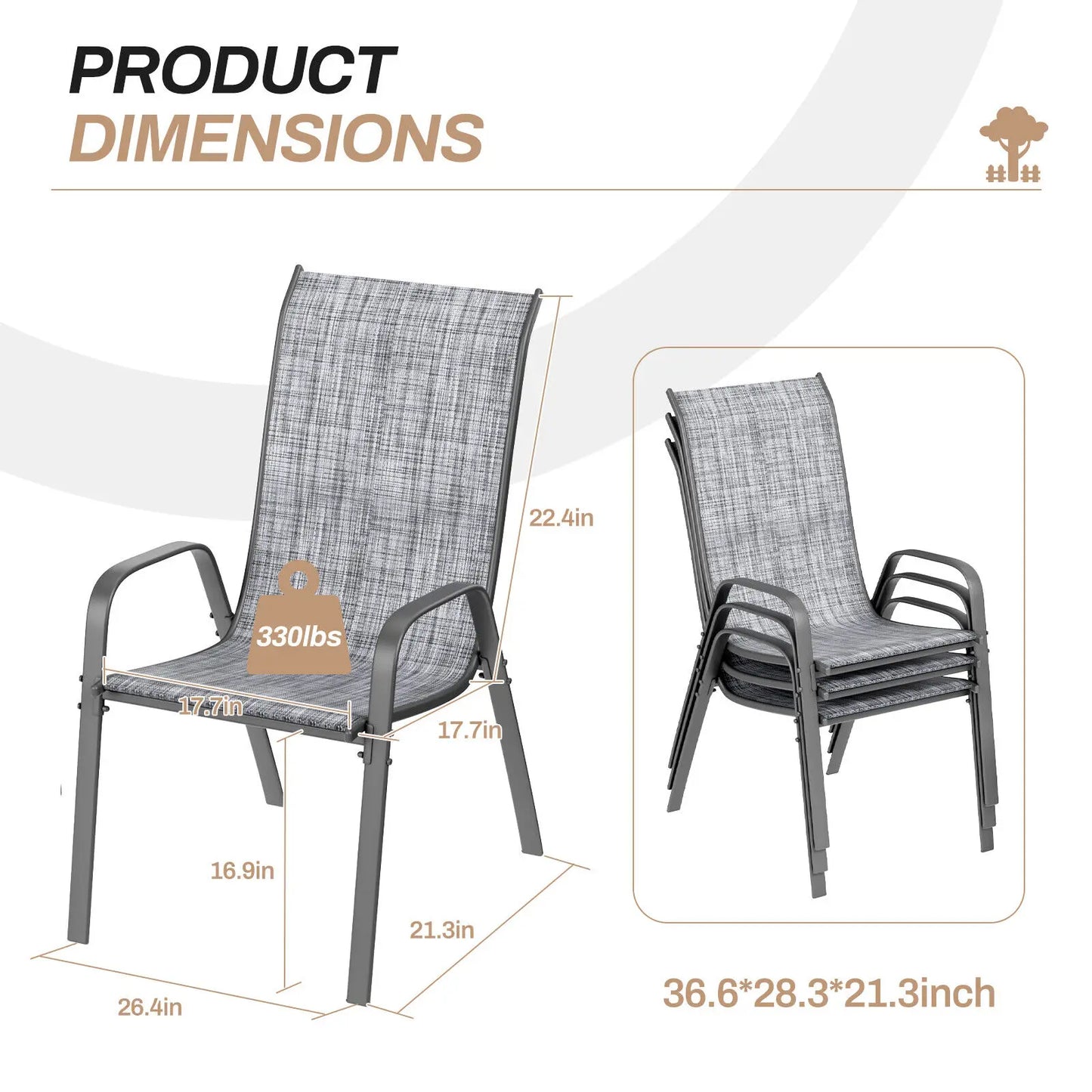 Metal Stackable Outdoor Dining Chairs Set of 4 for Patio Garden