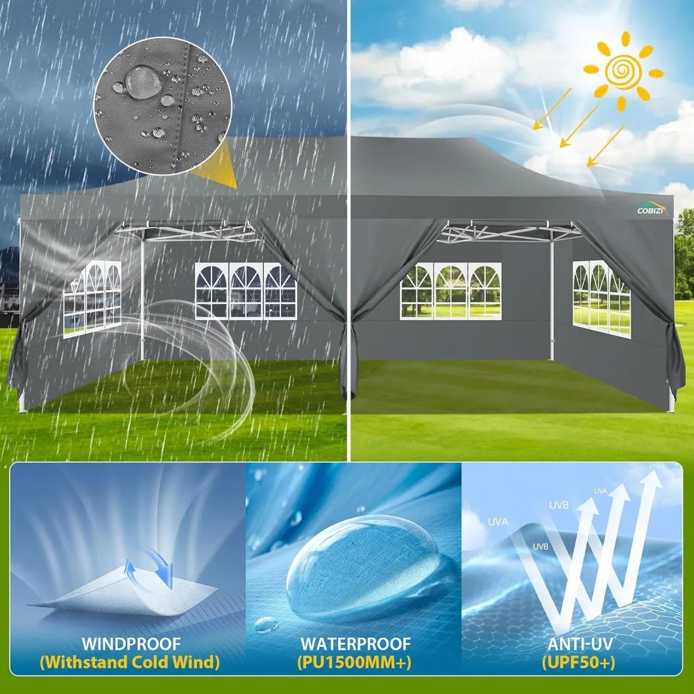 13x26 Heavy Duty Pop Up Tent Canopy with Sidewalls for Events Parties