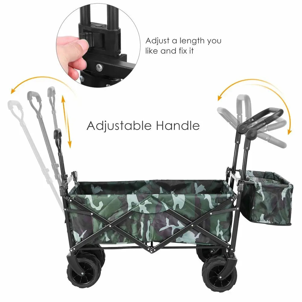 Foldable Handcart with Roof 115kg Off-Road Transport Trolley