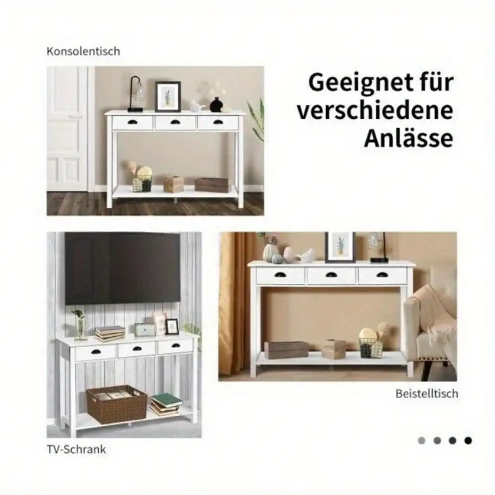 47 Inch Console Table Entryway Accent Table with Drawers and Shelf
