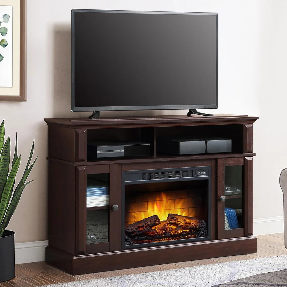 Ljustra Media Fireplace TV Stand for TVs up to 55 inch Adjustable Shelves