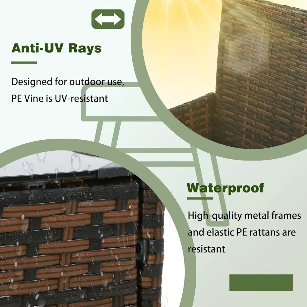 Ljustra 4 Pieces Rattan Patio Furniture Set Garden Conversation Sofa