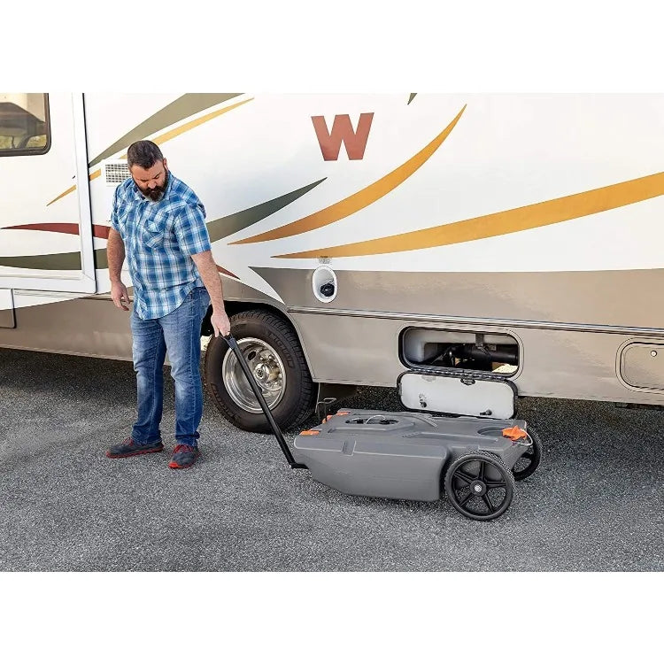 Rhino 36-Gallon Portable RV Tote Tank with Steerable Wheels and Valve