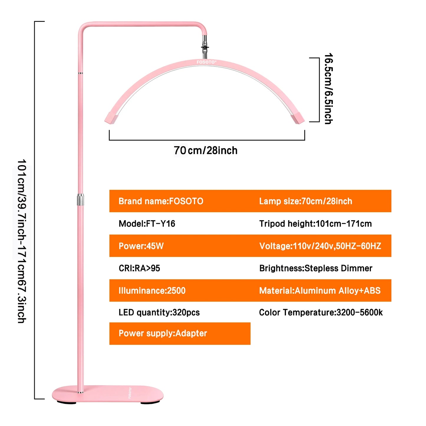 Fosoto Half-moon LED Video Light for Beauty Salon Tattoo Eyelash Work
