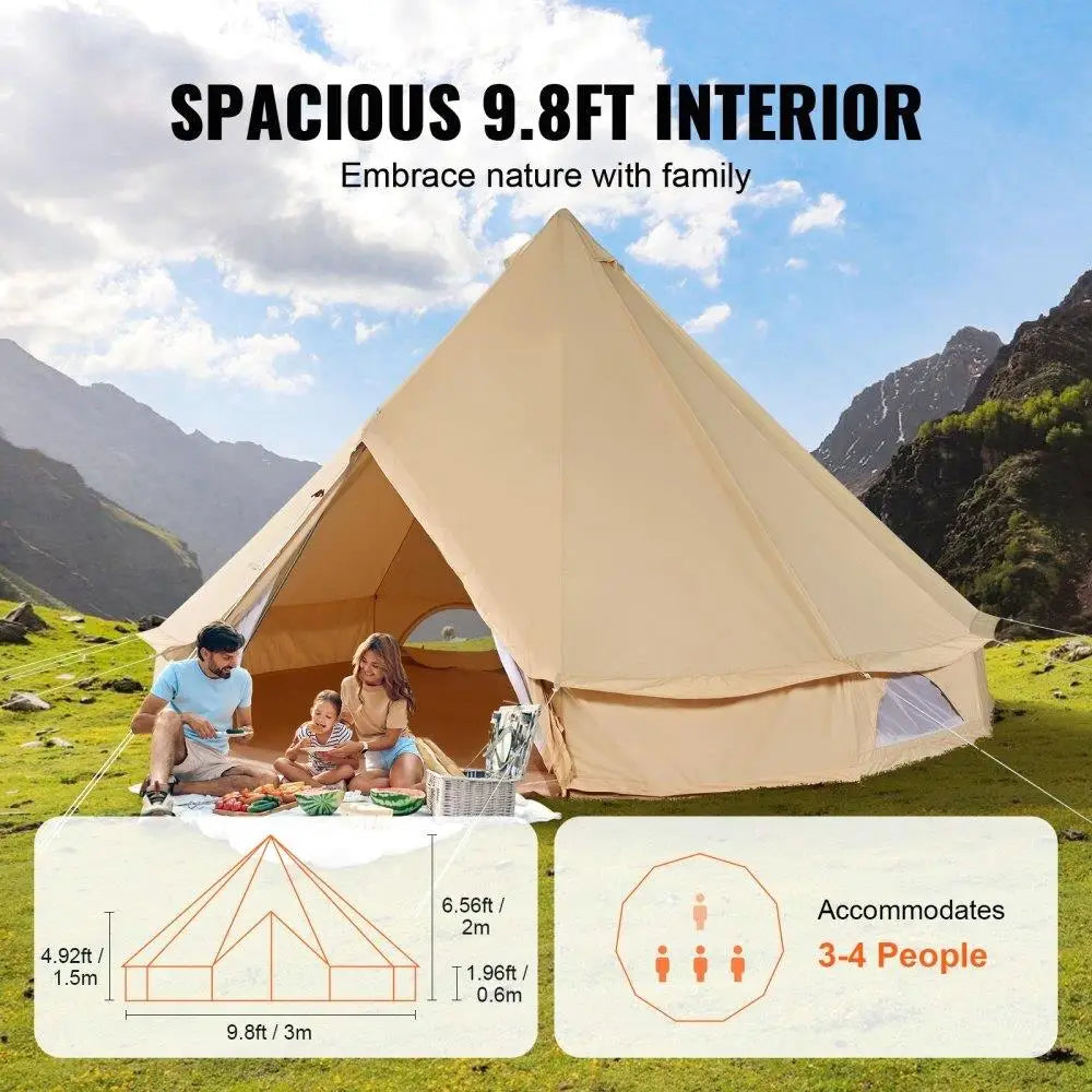 Vevor 3-5 Person Waterproof Glamping Bell Tent with Stove Jack